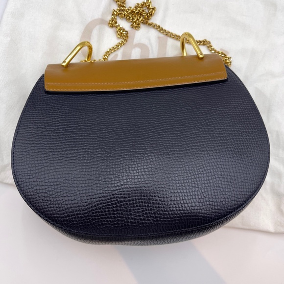 Chloe drew chain leather shoulder crossbody bag navy blue and camel women - Picture 8 of 15